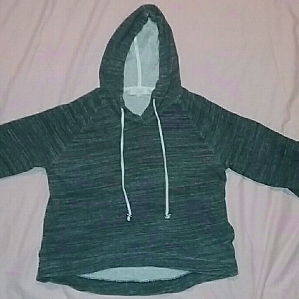 Gray cropped Ann Taylor loft hoodie